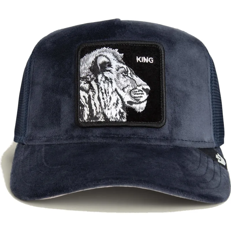 kepure-islenkta-tamsiai-melyna-snapback-king-lion-velour-the-farm-goorin-bros