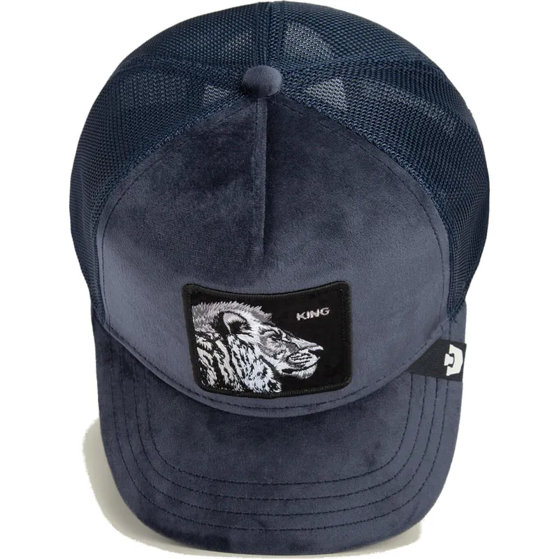 kepure-islenkta-tamsiai-melyna-snapback-king-lion-velour-the-farm-goorin-bros