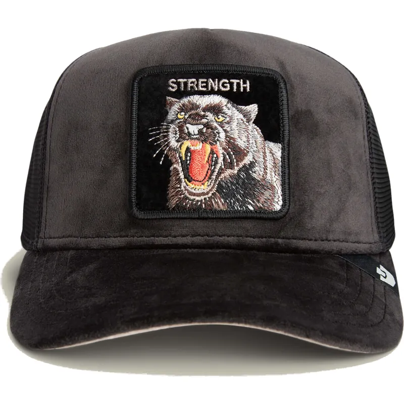 kepure-islenkta-juoda-snapback-strength-panther-velour-the-farm-goorin-bros