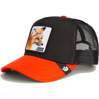 Czarna i pomarańczowa czapka trucker z lisem Good Looks Sport The Farm od Goorin Bros.