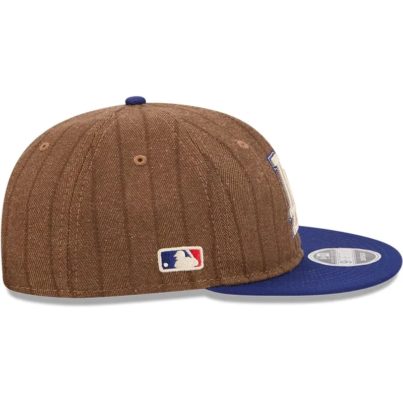 brazowa-i-niebieska-regulowana-czapka-z-daszkiem-9fifty-retro-crown-wool-pinstripe-los-angeles-dodgers-mlb-new-era