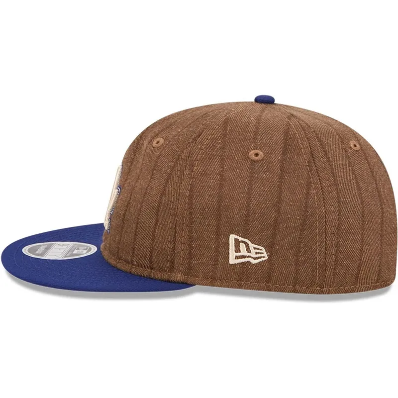 brazowa-i-niebieska-regulowana-czapka-z-daszkiem-9fifty-retro-crown-wool-pinstripe-los-angeles-dodgers-mlb-new-era