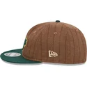 gorra-plana-marron-y-verde-ajustable-9fifty-retro-crown-wool-pinstripe-de-oakland-athletics-mlb-de-new-era