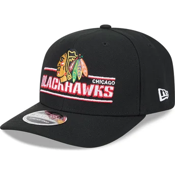 Czarna zakrzywiona czapka snapback 9SEVENTY Stretch Snap Stated Chicago Blackhawks NHL od New Era