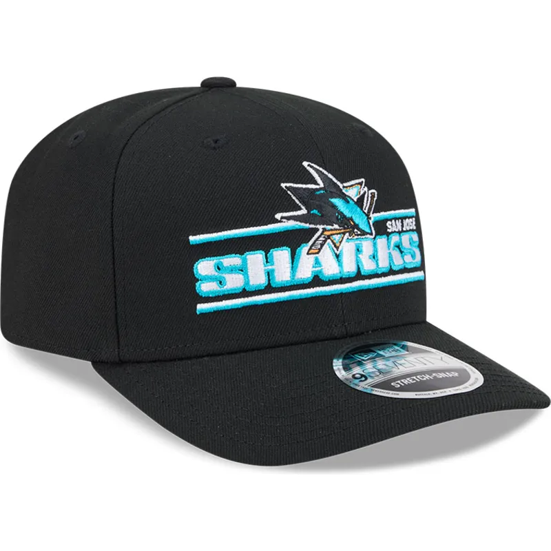 kepure-islenkta-juoda-snapback-9seventy-stretch-snap-stated-san-jose-sharks-nhl-new-era