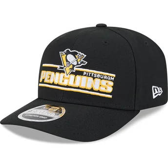 Gorra curva negra snapback 9SEVENTY Stretch Snap Stated de Pittsburgh Penguins NHL de New Era