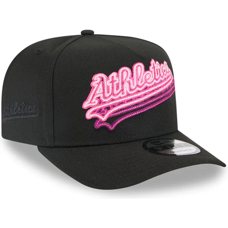 czarna-zakrzywiona-czapka-snapback-9fifty-a-frame-neon-oakland-athletics-mlb-new-era