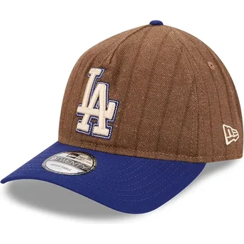 Regulowana brązowo-niebieska czapka z zakrzywionym daszkiem 9TWENTY A Frame Wool Pinstripe Los Angeles Dodgers MLB od New Era
