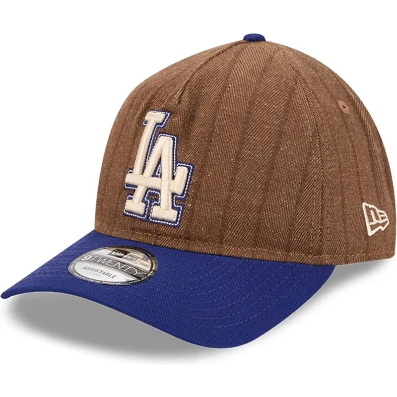 cap-islenkta-brown-adjustable-strap-9twenty-a-frame-wool-pinstripe-los-angeles-dodgers-mlb-new-era