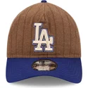 regulowana-brazowo-niebieska-czapka-z-zakrzywionym-daszkiem-9twenty-a-frame-wool-pinstripe-los-angeles-dodgers-mlb-od-new-era