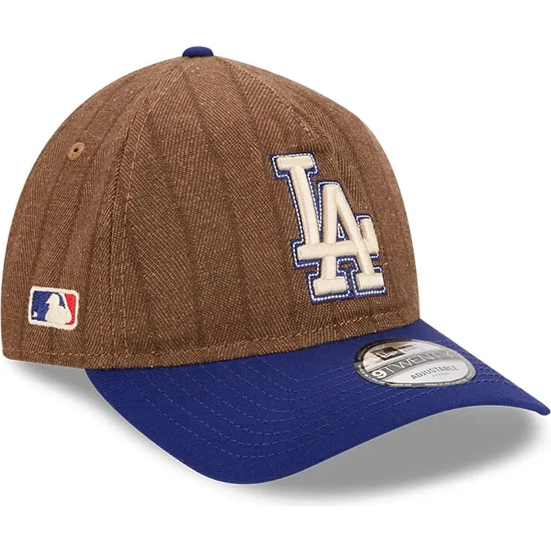cap-islenkta-brown-adjustable-strap-9twenty-a-frame-wool-pinstripe-los-angeles-dodgers-mlb-new-era