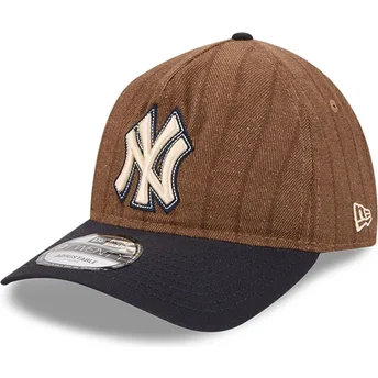 Kepurė išlenkta ruda reguliuojama juostelė 9TWENTY A Frame Wool Pinstripe New York Yankees MLB New Era