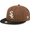 gorra-plana-marron-y-negra-ajustable-9fifty-retro-crown-wool-pinstripe-de-chicago-white-sox-mlb-de-new-era