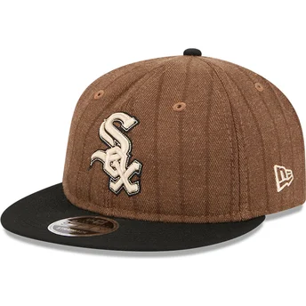New Era Flat Brim 9FIFTY Retro Crown Wool Pinstripe Chicago White Sox MLB Brown and Black Adjustable Cap