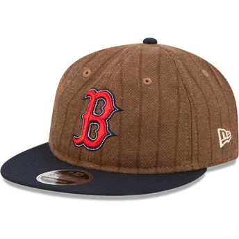 Regulowana brązowo-granatowa czapka z daszkiem 9FIFTY Retro Crown Wool Pinstripe Boston Red Sox MLB marki New Era