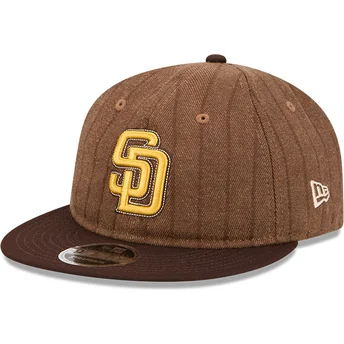 Brązowa czapka z daszkiem typu flat, regulowana 9FIFTY Retro Crown Wool Pinstripe San Diego Padres MLB od New Era