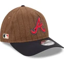 cap-islenkta-brown-adjustable-strap-9twenty-a-frame-wool-pinstripe-atlanta-braves-mlb-new-era