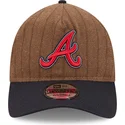 cap-islenkta-brown-adjustable-strap-9twenty-a-frame-wool-pinstripe-atlanta-braves-mlb-new-era