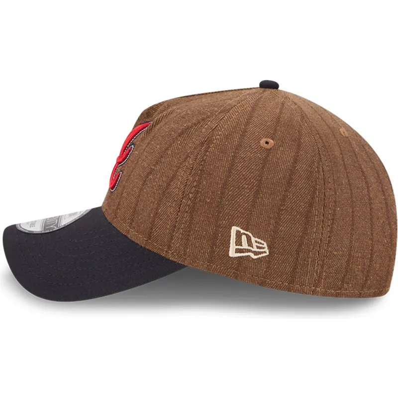 cap-islenkta-brown-adjustable-strap-9twenty-a-frame-wool-pinstripe-atlanta-braves-mlb-new-era