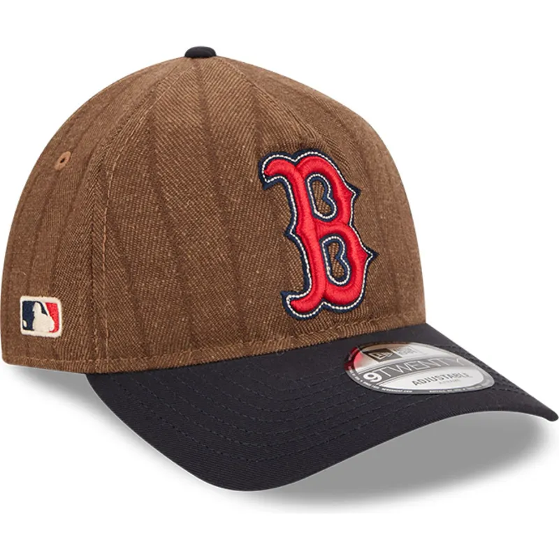 cap-islenkta-brown-adjustable-strap-9twenty-a-frame-wool-pinstripe-boston-red-sox-mlb-new-era