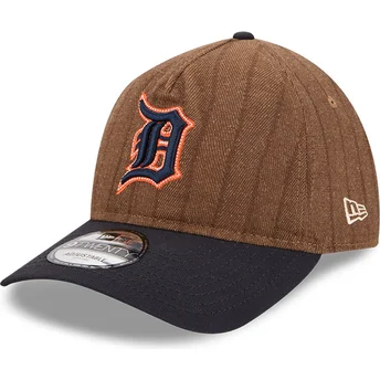 Regulowana brązowo-granatowa czapka z daszkiem 9TWENTY A Frame Wool Pinstripe Detroit Tigers MLB od New Era
