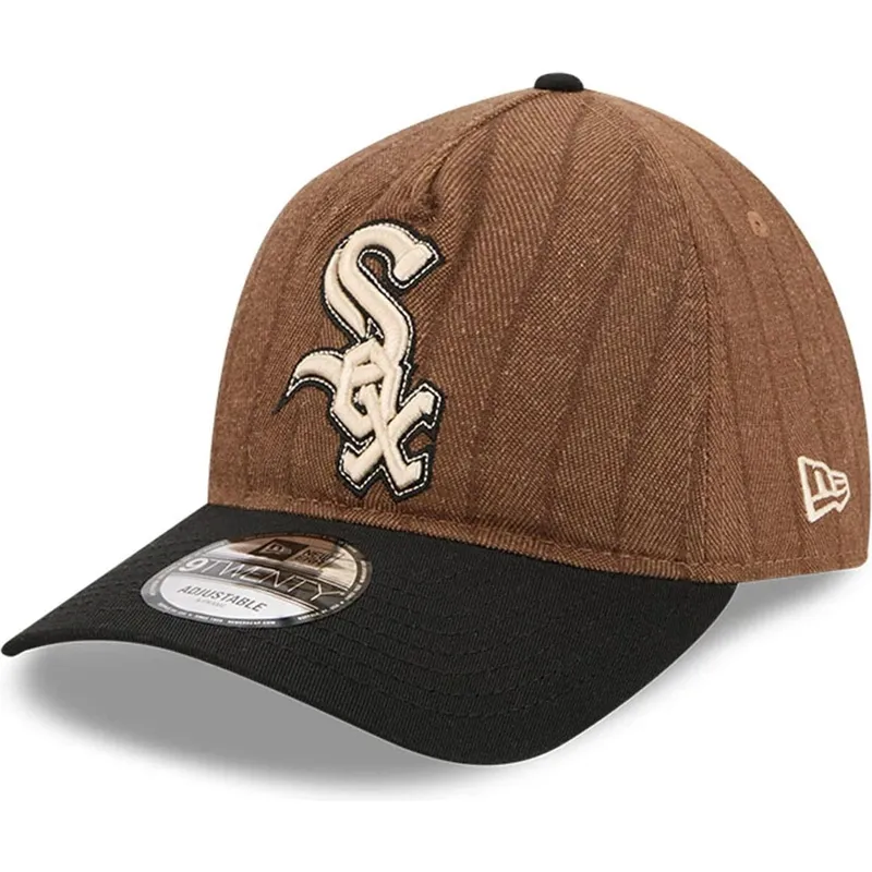 kepure-islenkta-ruda-reguliuojama-juostele-9twenty-a-frame-wool-pinstripe-chicago-white-sox-mlb-new-era