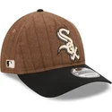 cap-islenkta-brown-adjustable-strap-9twenty-a-frame-wool-pinstripe-chicago-white-sox-mlb-new-era