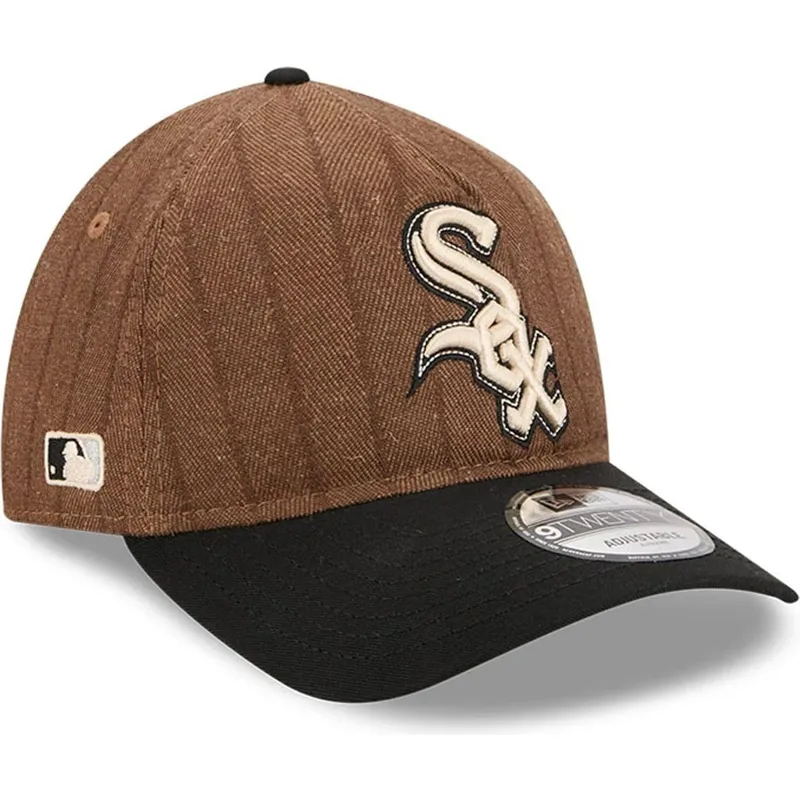 cap-islenkta-brown-adjustable-strap-9twenty-a-frame-wool-pinstripe-chicago-white-sox-mlb-new-era