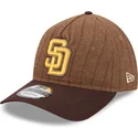 cap-islenkta-brown-adjustable-strap-9twenty-a-frame-wool-pinstripe-san-diego-padres-mlb-new-era