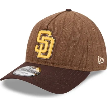 New Era Curved Brim 9TWENTY A Frame Wool Pinstripe San Diego Padres MLB Brown Adjustable Cap