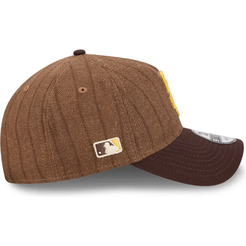 cap-islenkta-brown-adjustable-strap-9twenty-a-frame-wool-pinstripe-san-diego-padres-mlb-new-era