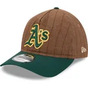 regulowana-brazowo-zielona-czapka-z-zakrzywionym-daszkiem-9twenty-a-frame-wool-pinstripe-oakland-athletics-mlb-marki-new-era