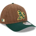 cap-islenkta-brown-adjustable-strap-9twenty-a-frame-wool-pinstripe-oakland-athletics-mlb-new-era