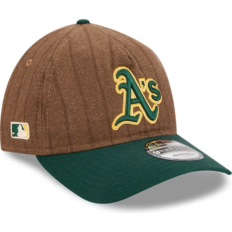 cap-islenkta-brown-adjustable-strap-9twenty-a-frame-wool-pinstripe-oakland-athletics-mlb-new-era