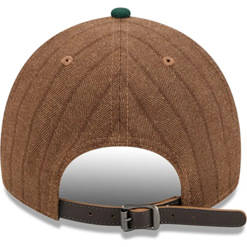 cap-islenkta-brown-adjustable-strap-9twenty-a-frame-wool-pinstripe-oakland-athletics-mlb-new-era