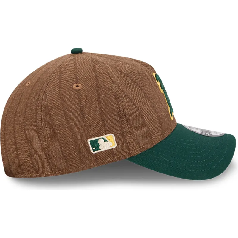 cap-islenkta-brown-adjustable-strap-9twenty-a-frame-wool-pinstripe-oakland-athletics-mlb-new-era
