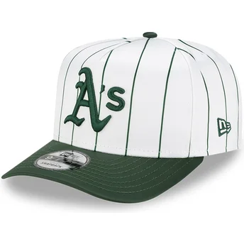 Biała i zielona czapka z zakrzywionym daszkiem snapback 9FIFTY A Frame Satin Pinstripe Oakland Athletics MLB od New Era