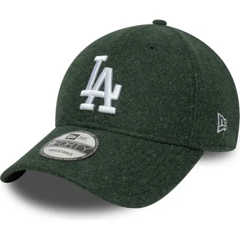Gorra curva verde snapback 9FORTY Melton Wool de Los Angeles Dodgers MLB de New Era