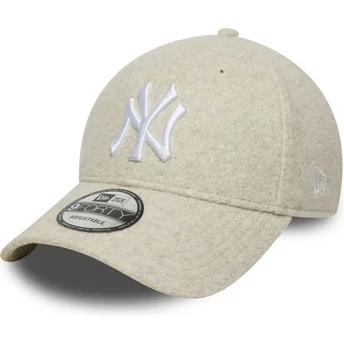 Beżowa czapka z zakrzywionym daszkiem snapback 9FORTY Melton Wool New York Yankees MLB od New Era