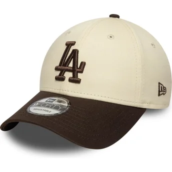 Beżowo-brązowa zakrzywiona czapka regulowana 9FORTY Side Patch Los Angeles Dodgers MLB od New Era