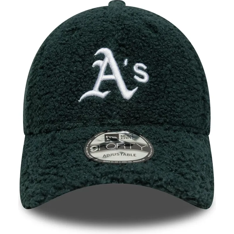 cap-islenkta-green-adjustable-strap-9forty-winter-borg-oakland-athletics-mlb-new-era