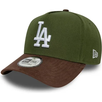 Zielono-brązowa zakrzywiona czapka snapback 9FORTY E Frame Suede Visor Los Angeles Dodgers MLB New Era