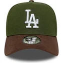 gorra-curva-verde-y-marron-snapback-9forty-e-frame-suede-visor-de-los-angeles-dodgers-mlb-de-new-era