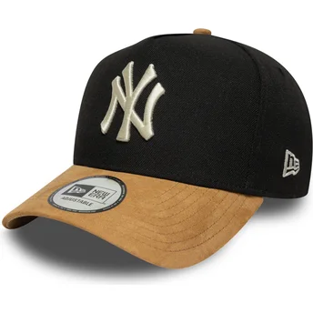 Czapka z zakrzywionym daszkiem czarno-brązowa snapback 9FORTY E Frame Suede Visor New York Yankees MLB od New Era