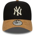 czarna-i-brazowa-czapka-z-daszkiem-snapback-9forty-e-frame-suede-visor-new-york-yankees-mlb-new-era