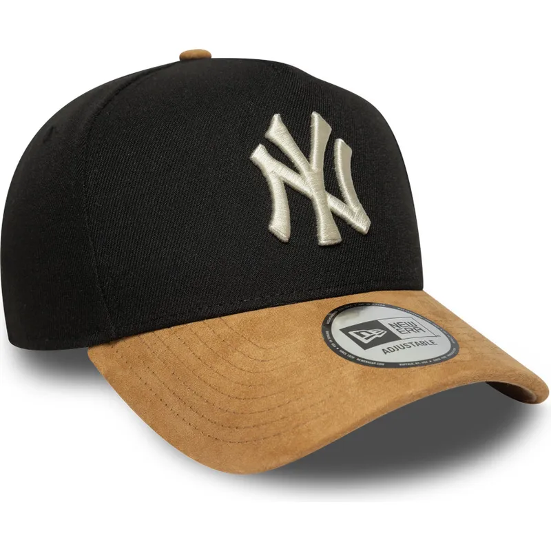 czarna-i-brazowa-czapka-z-daszkiem-snapback-9forty-e-frame-suede-visor-new-york-yankees-mlb-new-era