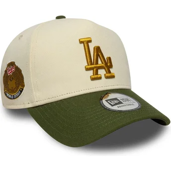 Czapka z zakrzywionym daszkiem beżowo-zielona snapback 9FORTY E Frame World Series Patch Los Angeles Dodgers MLB od New Era