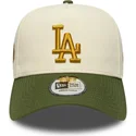 bezowo-zielona-czapka-z-daszkiem-snapback-9forty-e-frame-world-series-patch-los-angeles-dodgers-mlb-new-era