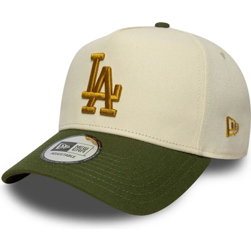 bezowo-zielona-czapka-z-daszkiem-snapback-9forty-e-frame-world-series-patch-los-angeles-dodgers-mlb-new-era