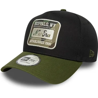 Gorra curva negra y verde snapback 9FORTY E Frame Camo Patch de New Era